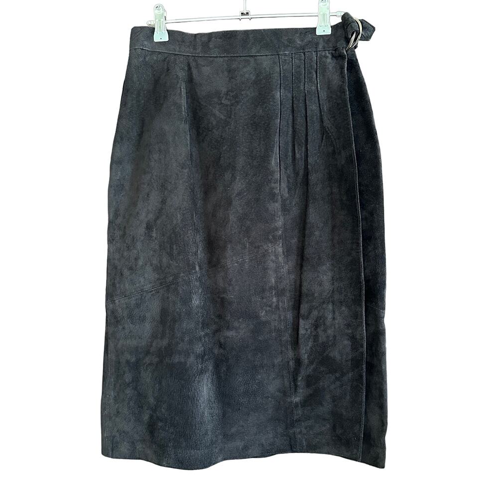DANA BROOKE | 90s Vintage 100% suede leather skirt knee length| Size 10